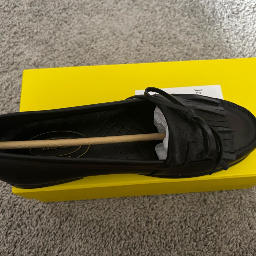 Black Fringe Loafer Flat for Women
